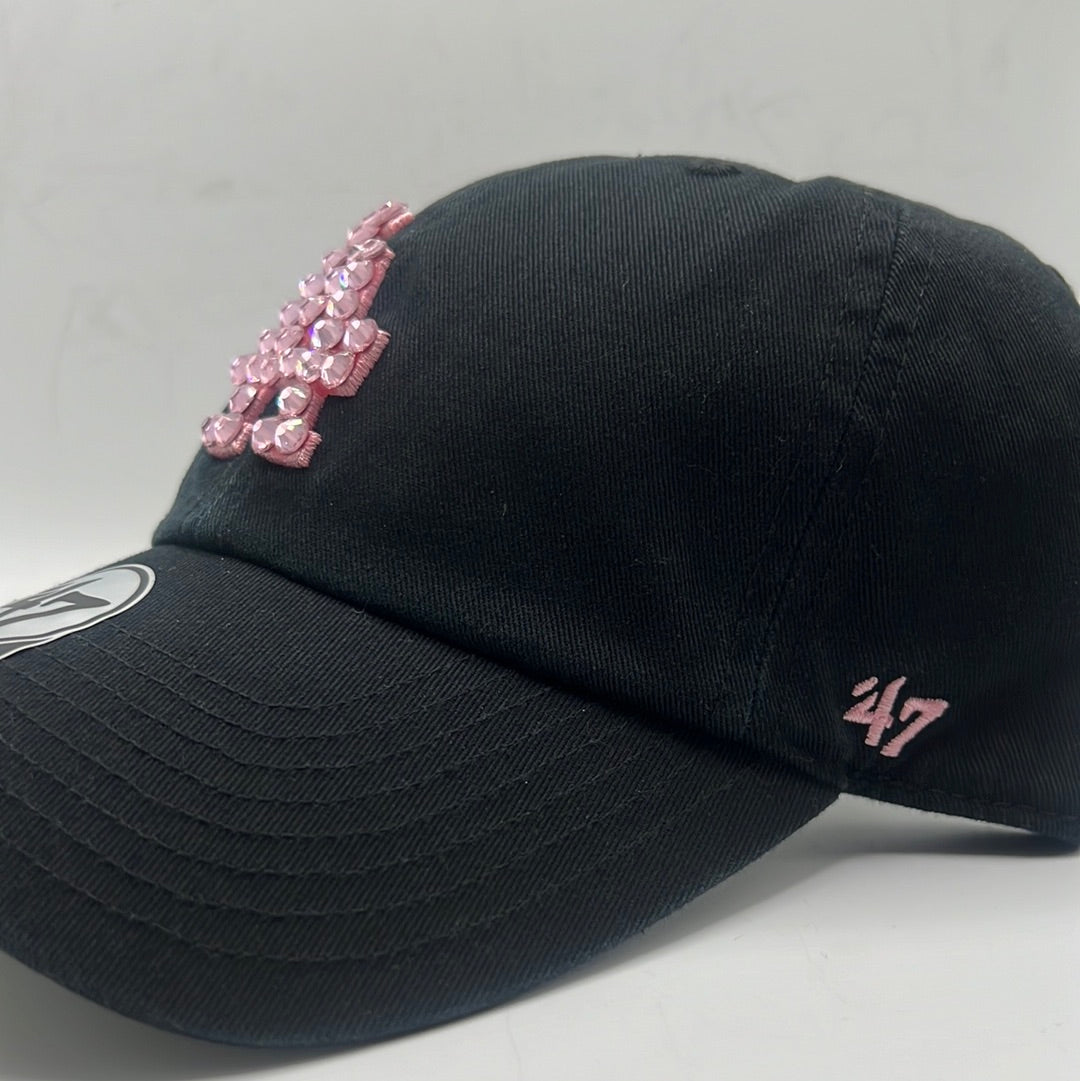 Los Angeles Dodgers MLB ‘47Clean Up Adjustable Bedazzled Black/Pink Hat