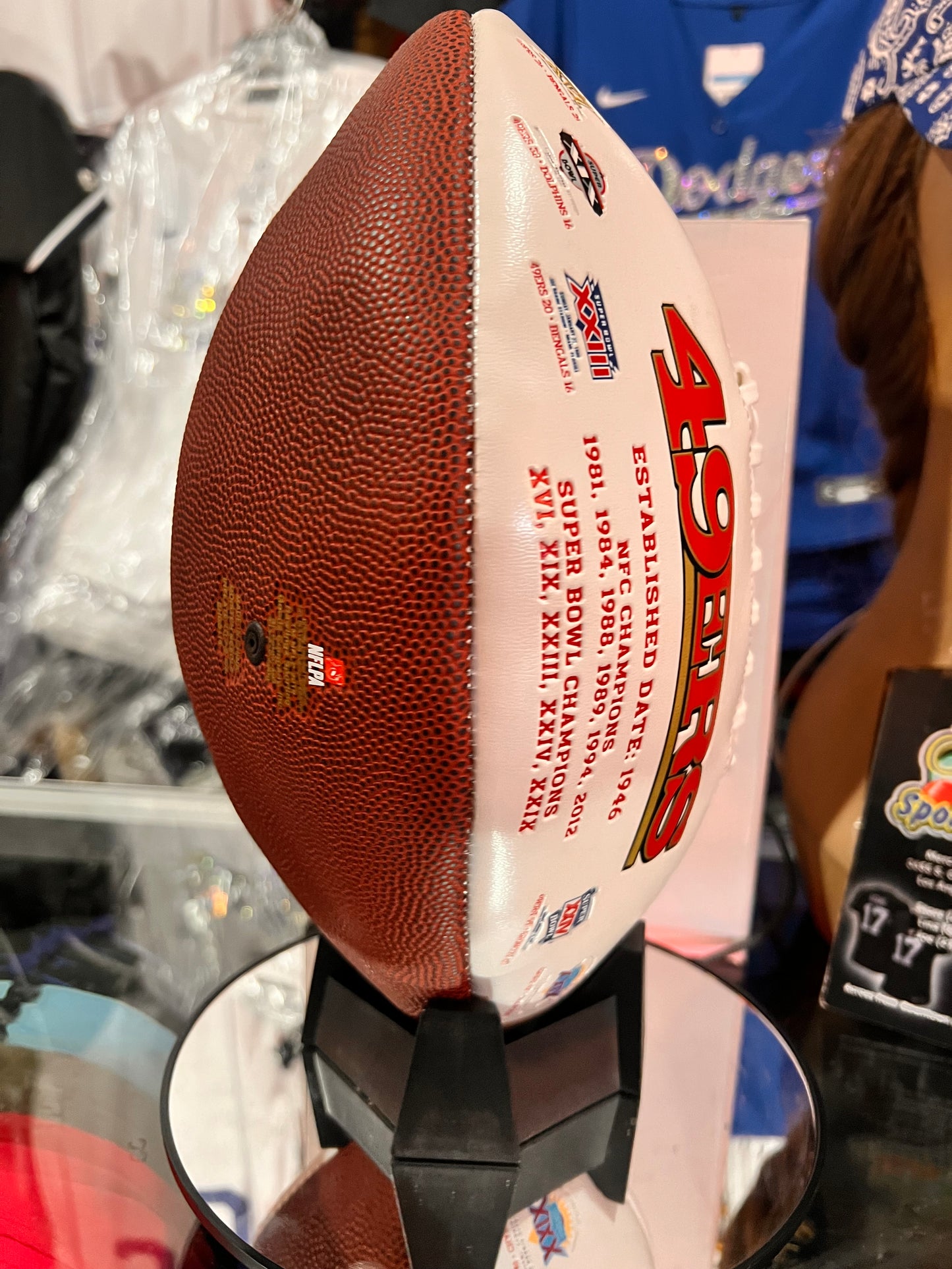 San Francisco 49Ers NFL Autographed Football with Super Bowl Championships and NFC Championships Dates