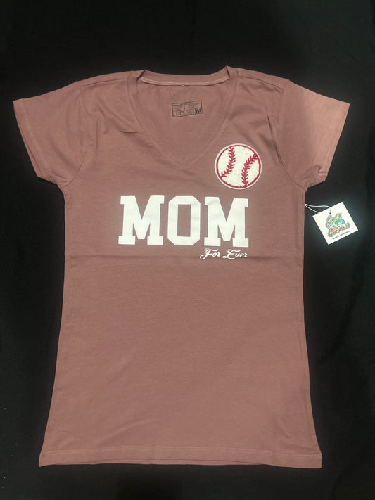 Joes Sports World “MOM For Ever” Shortsleeve V-Neck T-Shirt - Mauve