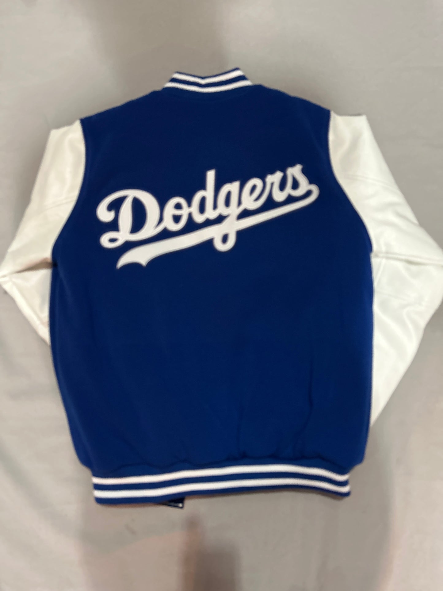Los Angeles Dodgers MLB JH Design Group Reversible Fleece Buttoned Jacket with PU Sleeves - Royal Blue/White