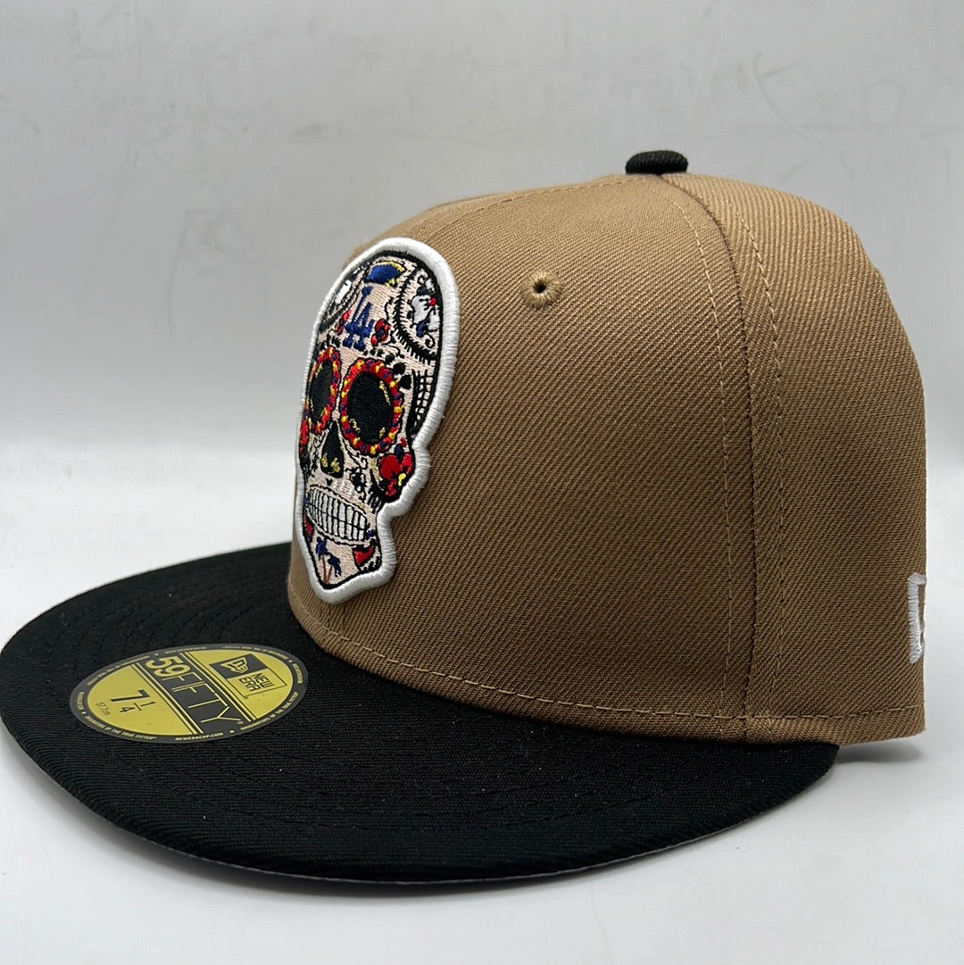 Los Angeles Dodgers MLB New Era 59Fifty Genuine Merchandise Sugar Skull Khaki/Black Fitted Hat