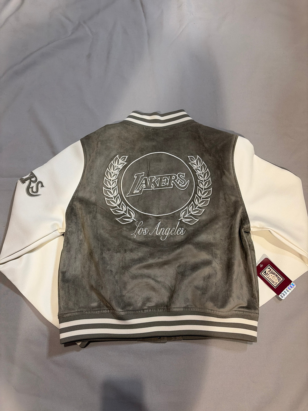 Los Angeles Lakers NBA Mitchell and Ness Tan Varsity Full-Snap Suede With leather Women Jacket