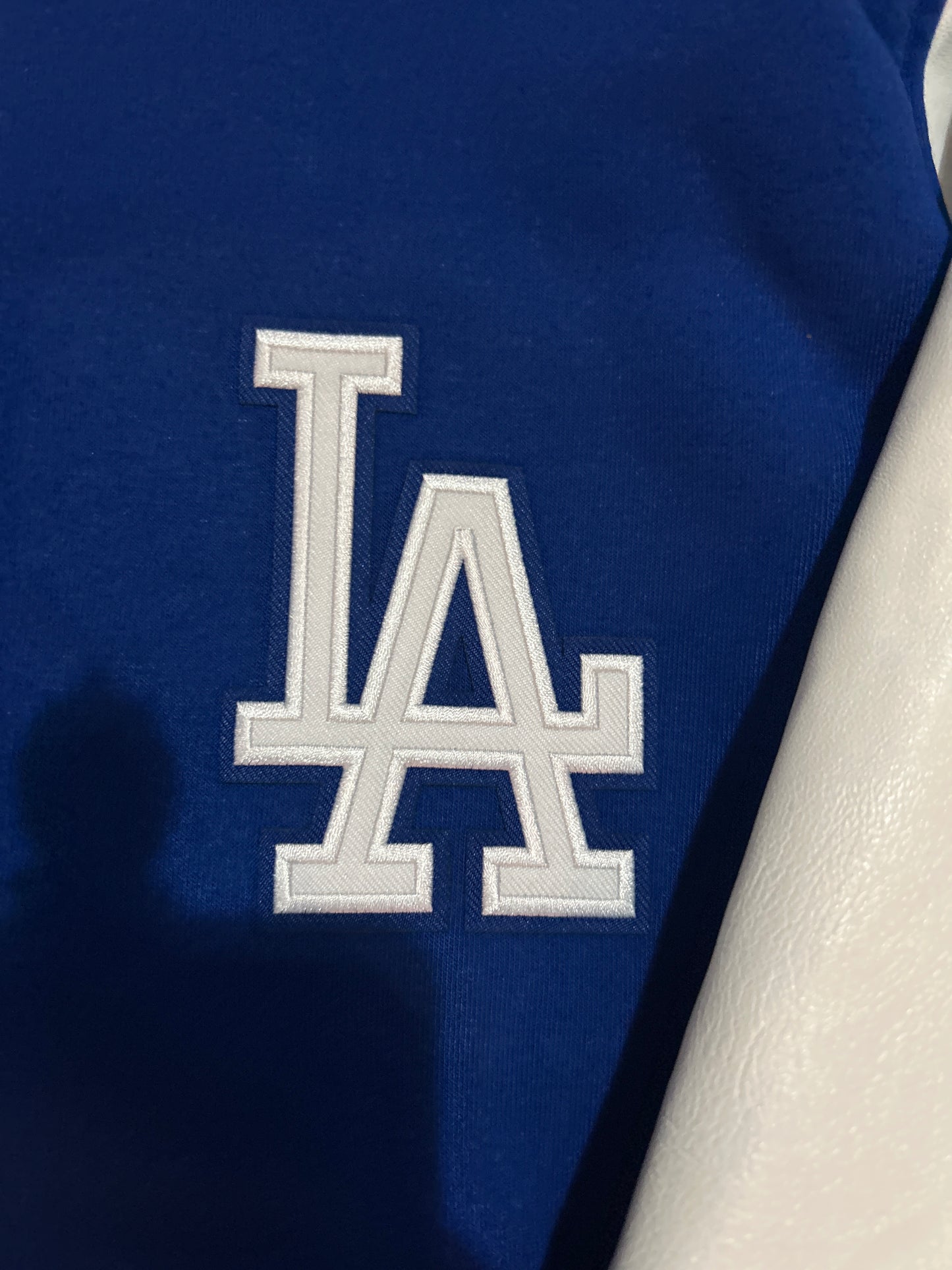 Los Angeles Dodgers MLB JH Design Group Reversible Fleece Buttoned Jacket with PU Sleeves - Royal Blue/White