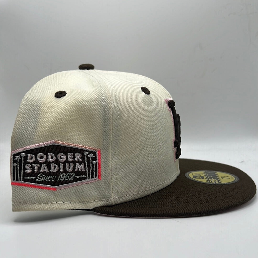 Los Angeles Dodgers MLB New Era 59Fifty Genuine Merchandise “Dodgers Stadium Since 1962” Side Patch Mocha/Brown/ Fitted Hat