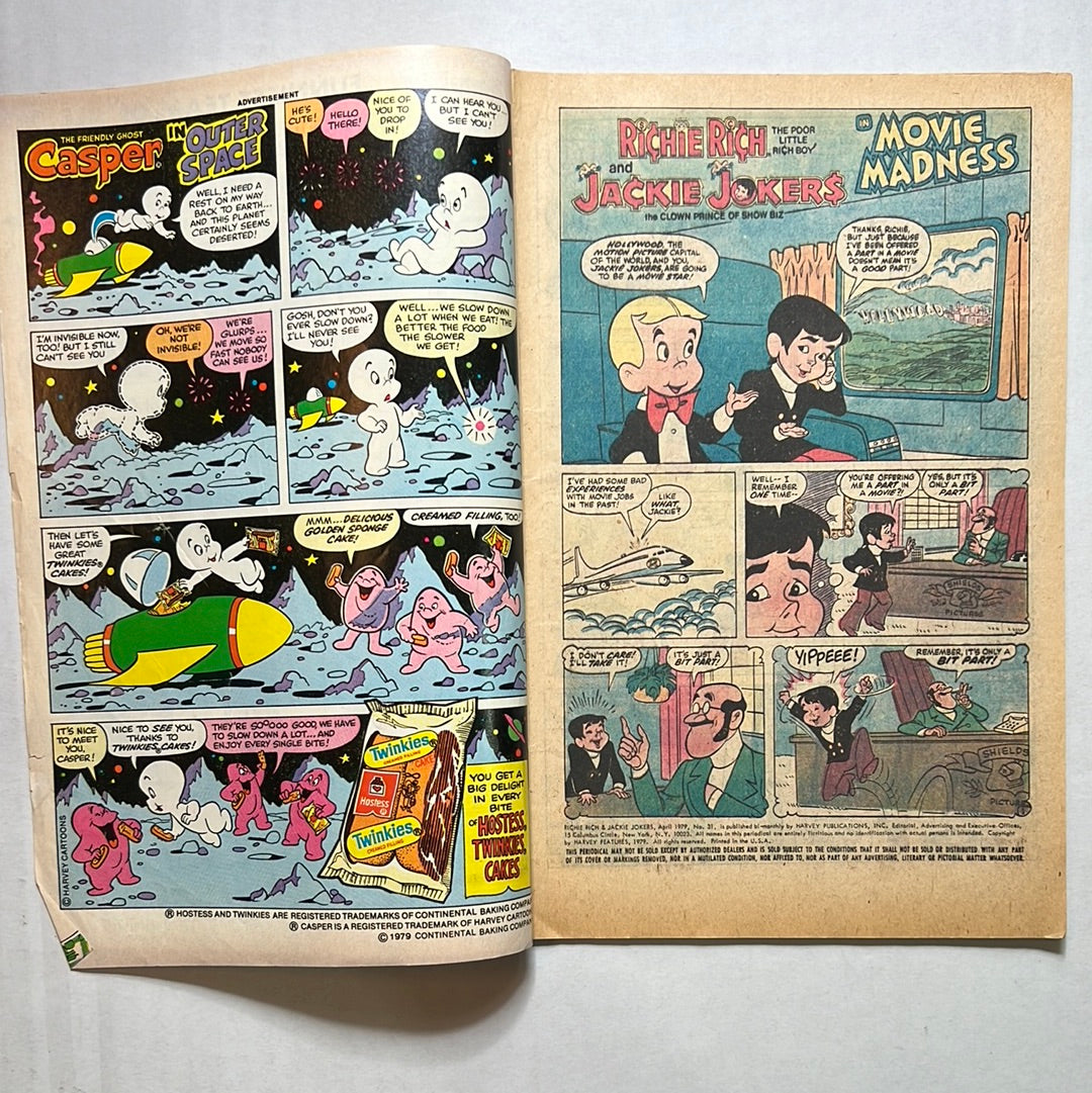 Richie Rich “Jackie Jokers” no. 31 Harvey World Comic Book