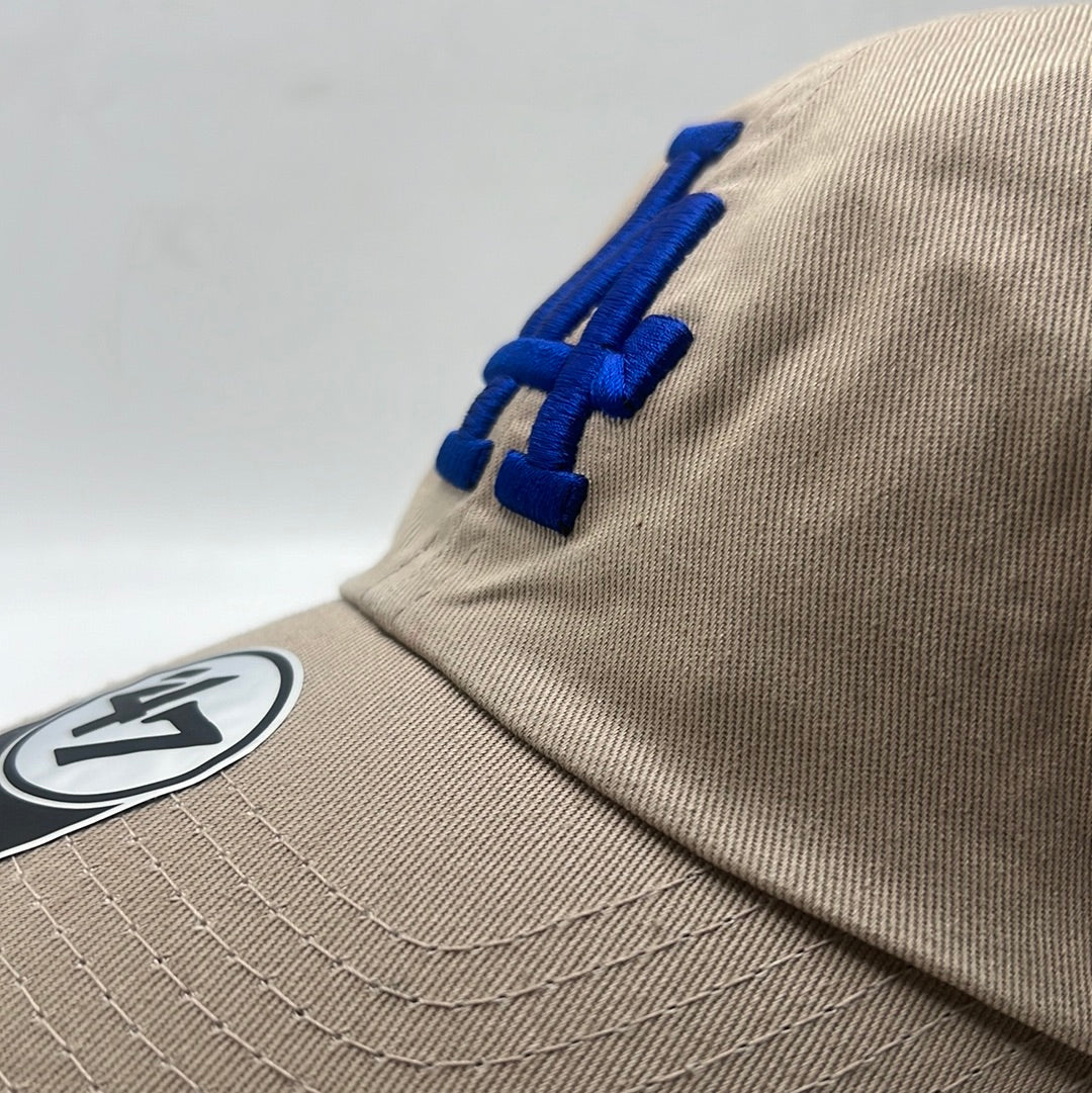 Los Angeles Dodgers MLB 47Clean Up Genuine Merchandise Khaki/Royal Blue Adjustable Hat