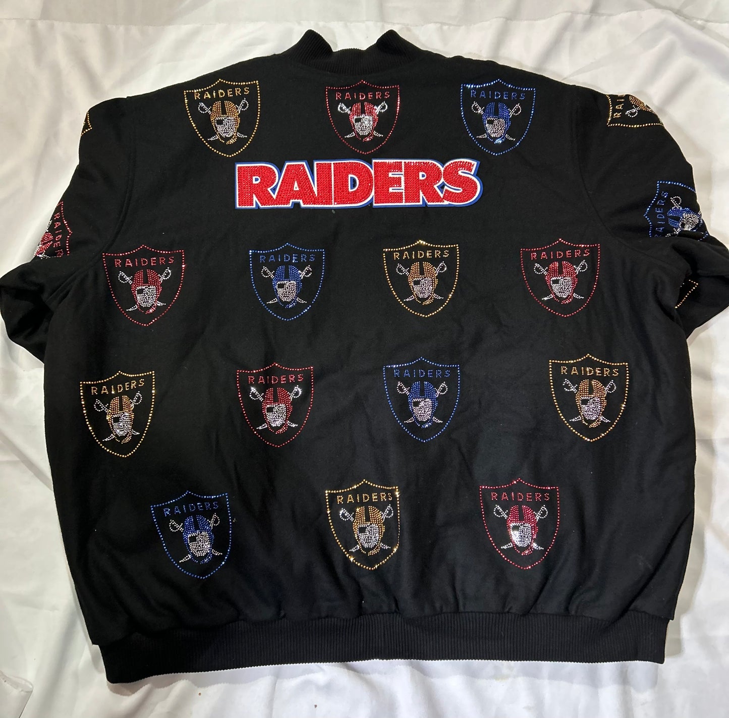 Las Vegas Raiders NFL Vintage Bedazzled Mens Wool Jacket