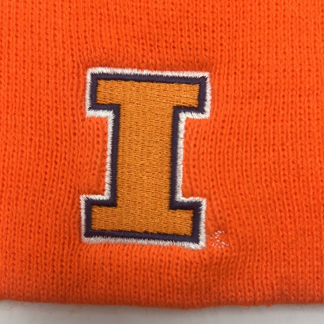 Illinois University Officially Licensed Collegiate Ann Co Product Neon Orange Beanie