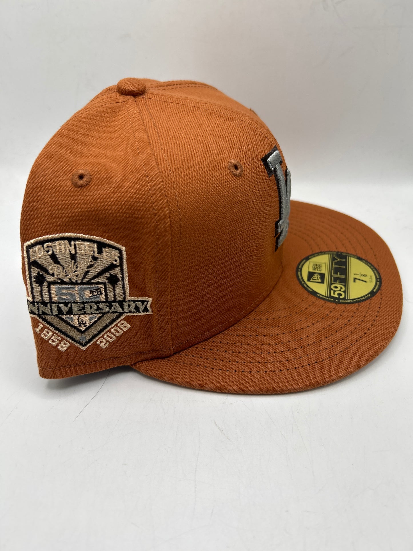 Los Angeles Dodgers MLB "50TH Anniversary 1958-2008" Patch New Era 59Fifty Silver Fox Fitted Hat