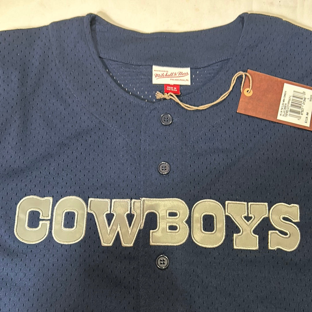 Dallas Cowboys NFL Mitchell & Ness Nostalgia Co Throwback Cotton Fashion Front Button Up Men Jersey