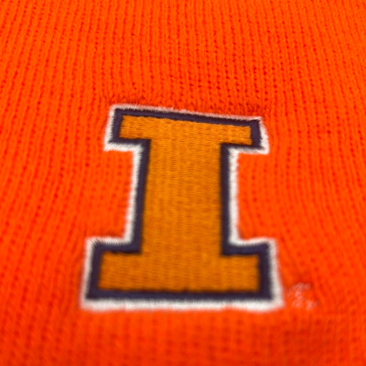 Illinois University Officially Licensed Collegiate Ann Co Product Neon Orange Beanie