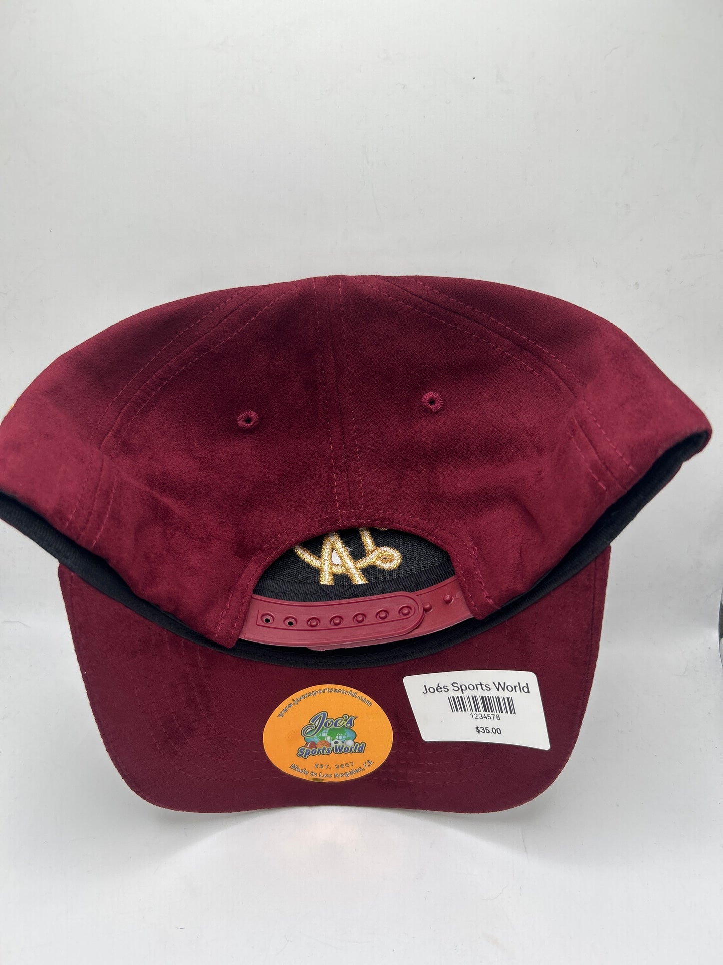 Los Angeles JSW Private Label Cardinal / Gold Suede A-Frame Snapback Hat