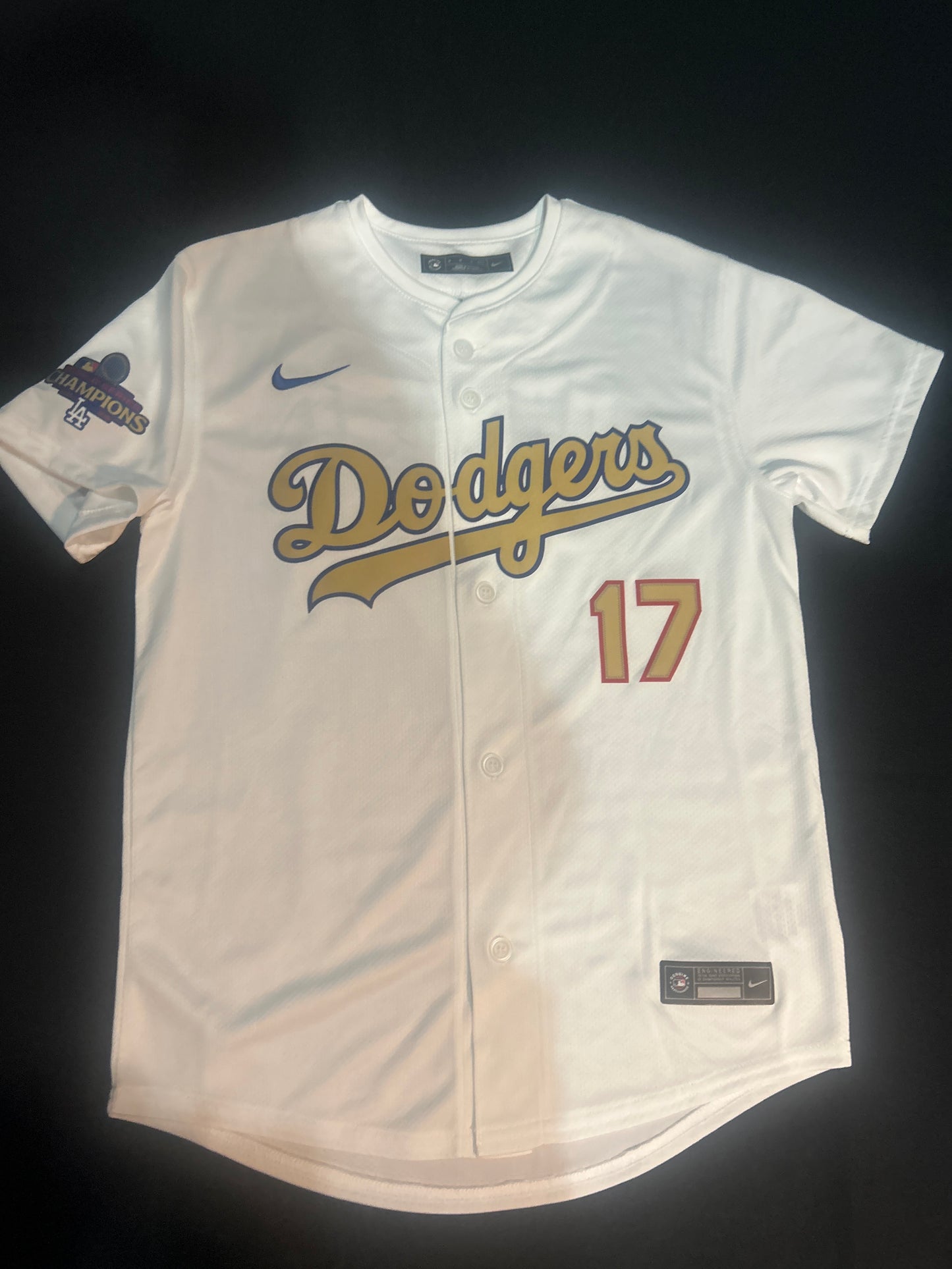 Los Angeles Dodgers MLB WORLD SERIES CHAMPIONS 2024 Genuine Merchandise #17 Ohtani YOUTH Jersey - White and gold