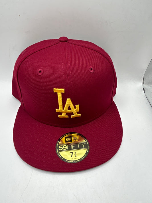 Los Angeles Dodgers MLB New Era 59Fifty Burgundy/Gold Fitted Hat