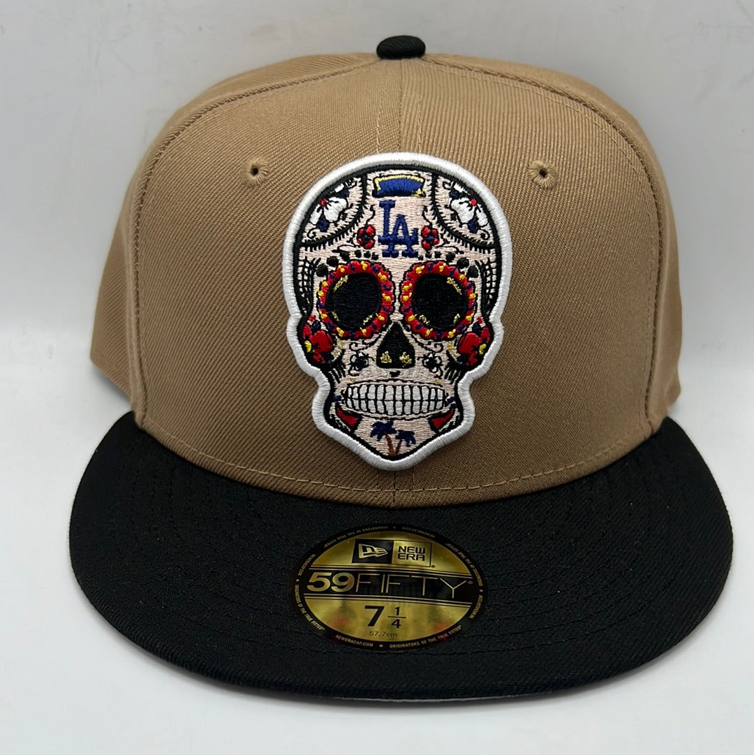 Los Angeles Dodgers MLB New Era 59Fifty Genuine Merchandise Sugar Skull Khaki/Black Fitted Hat