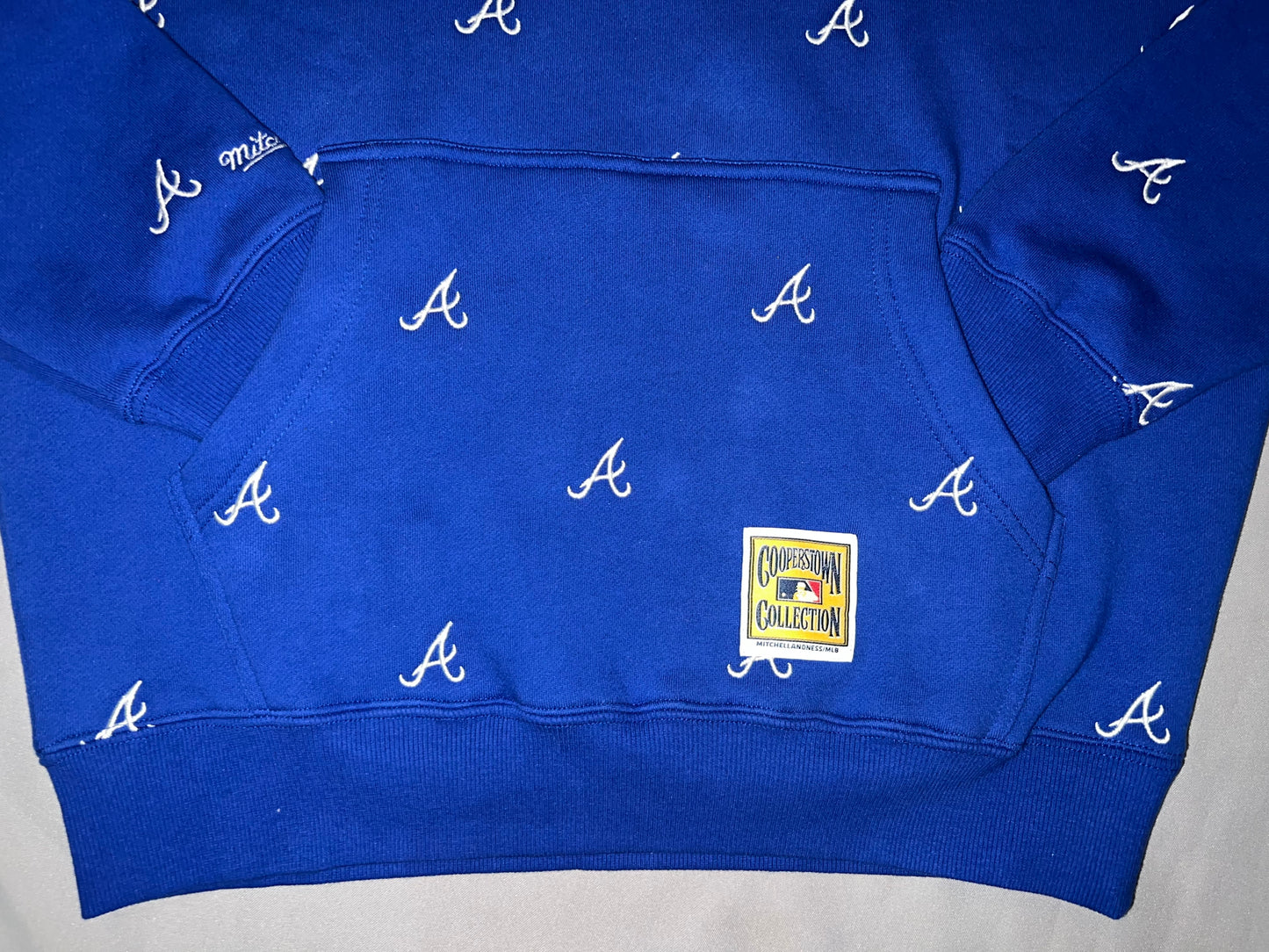 Atlanta Braves MLB Mitchell & Ness a Cooperstown Collection All-Over Fleece Hoodie