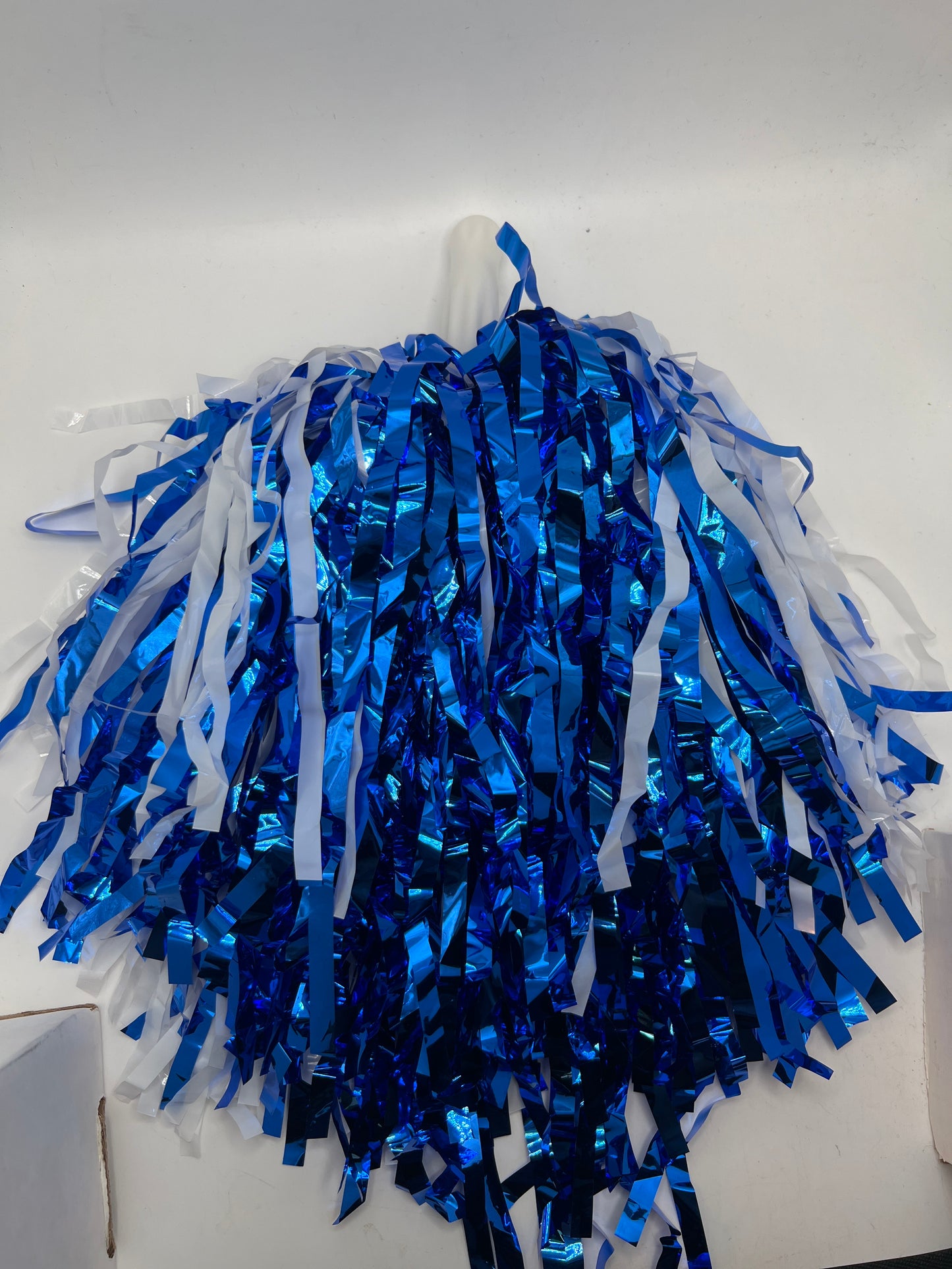 Royal Blue and White University PAIR of Pom Poms