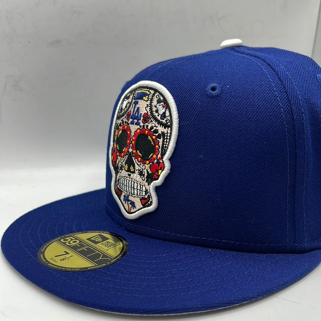 Los Angeles Dodgers MLB New Era 59Fifty Genuine Merchandise Sugar Skull Royal Blue Fitted Hat