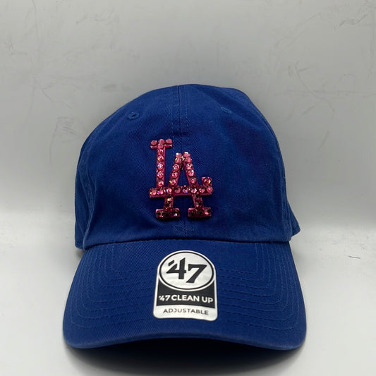 Los Angeles Dodgers MLB ‘47Clean Up Adjustable Bedazzled Royal Blue/Hot Pink Hat