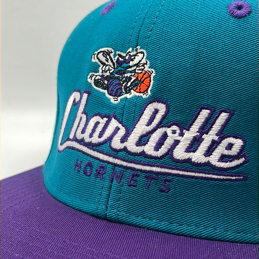 Vintage Charlotte Hornets NBA Adidas Teal/Purple SnapBack