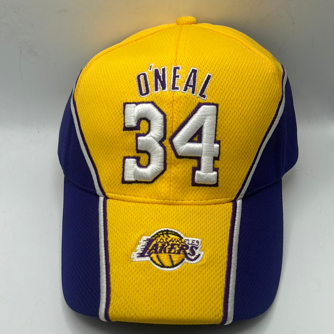 Los Angeles Lakers NBA #34 Shaq O’Neal Vintage Adjustable Hat Unisex Adult Gold and Purple