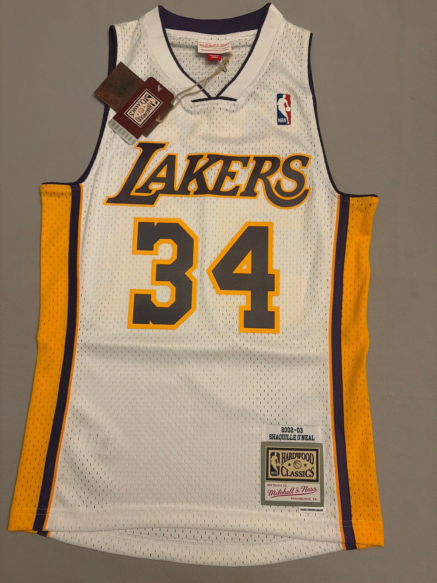 Los Angeles Lakers NBA Mitchell & Ness Hardwood Classics #34 2002-03 Shaquille O’Neal HWC Swingman Alternate Men Jersey