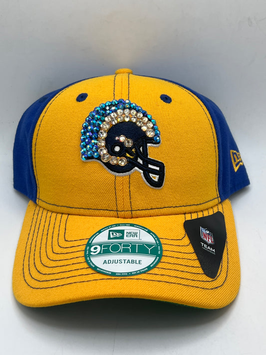 Los Angeles Rams NFL New Era 9Forty Logo Bedazzle Yellow/Royal Blue Adjustable Hat