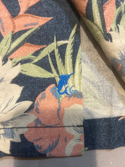 USC Trojans Tommy Bahama Silk Button-Up Floral Hawaiian Original Fit Men Polo Guayabera