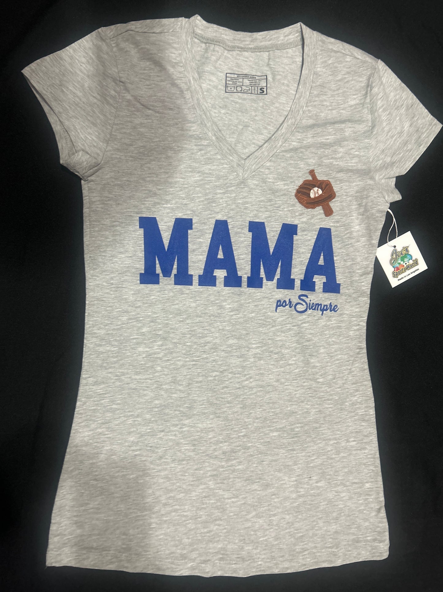 Joes Sports World “MAMA Por Siempre” Shortsleeve V-Neck T-Shirt - Heather Grey