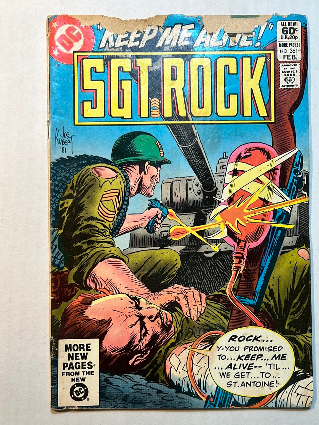 SGT Rock by DC Comics “Keep me Alive!” No. 361 Comic Book