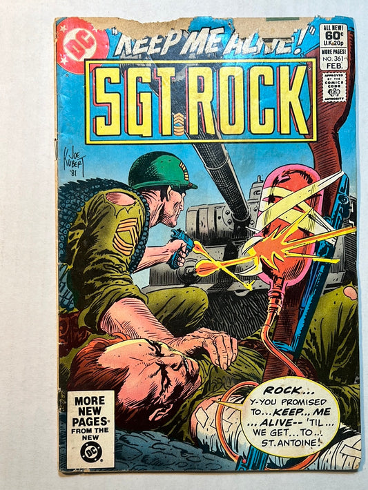 SGT Rock by DC Comics “Keep me Alive!” No. 361 Comic Book