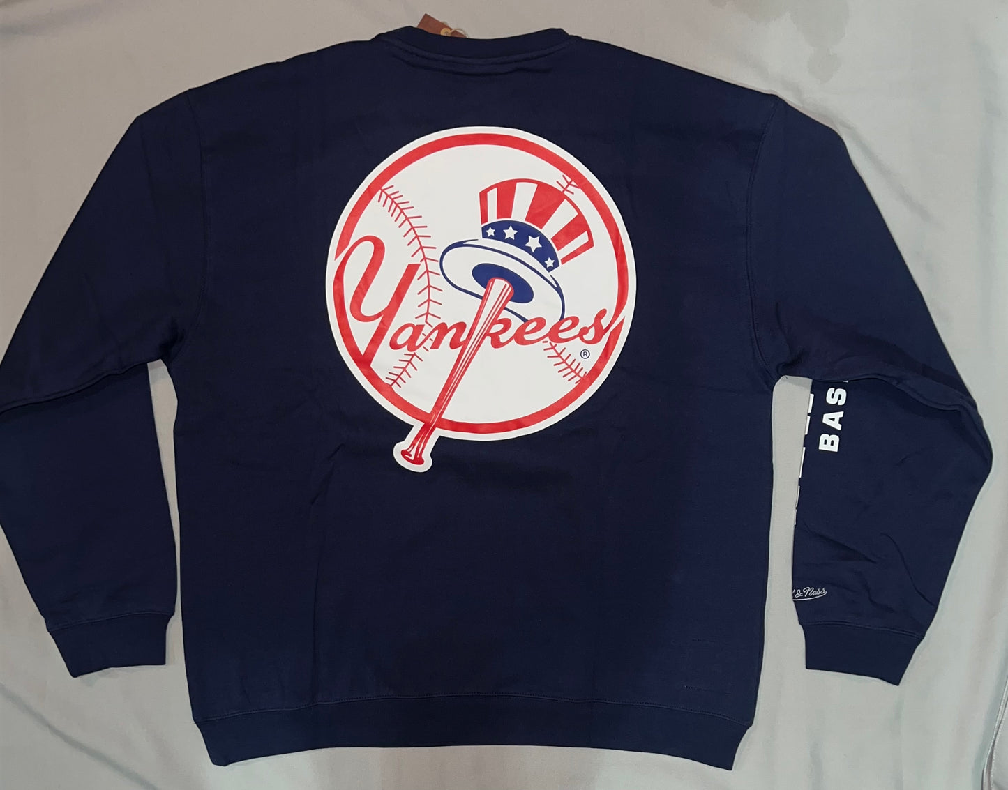 New York Yankees MLB Mitchell & Ness Genuine Merchandise Current Logo There and Back Fleece Crew