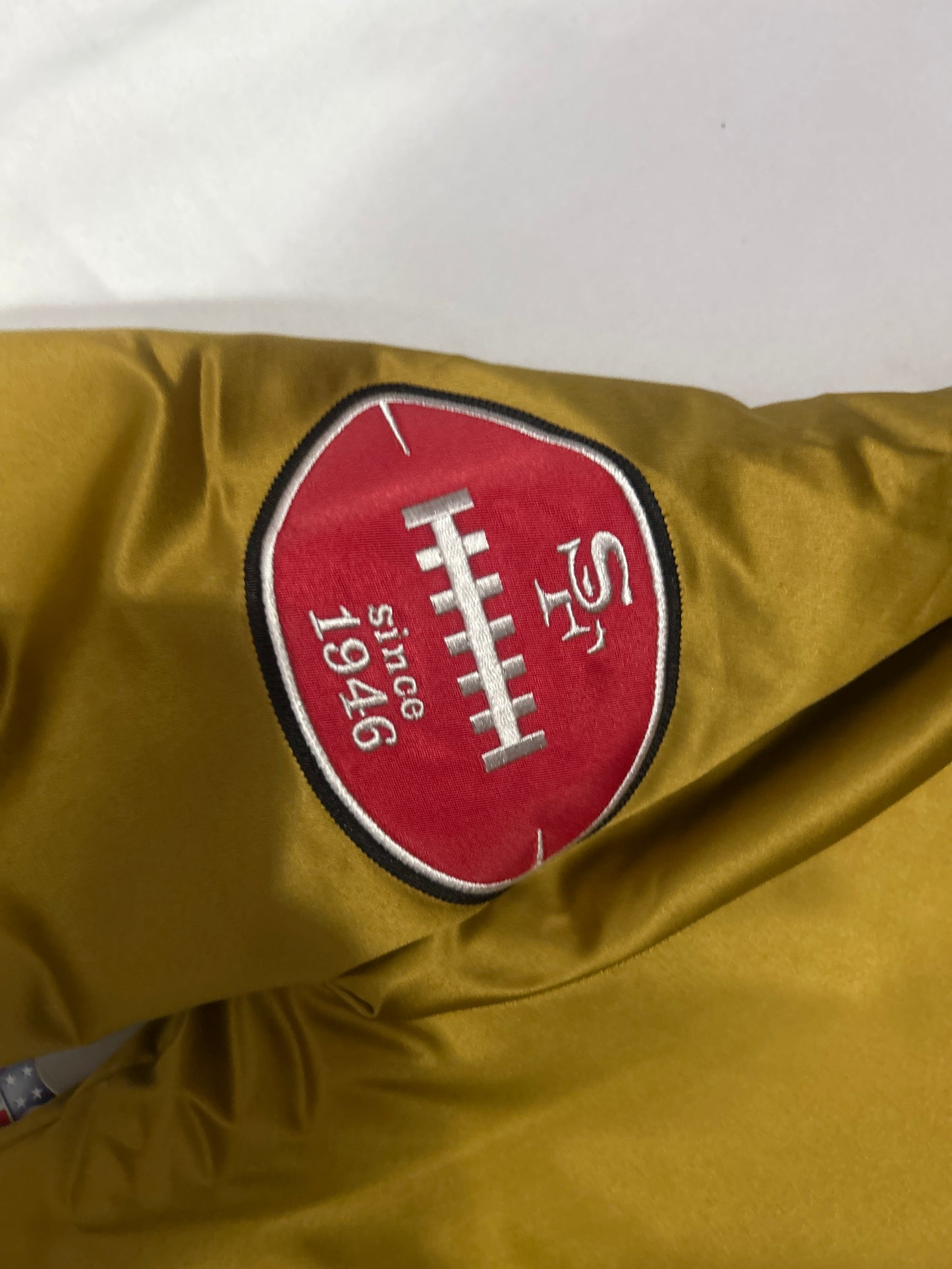 San Francisco 49ers NFL Mitchell & Ness Nostalgia Co Throwback Heavyweight Mens Satin Jacket
