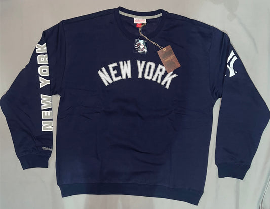 New York Yankees MLB Mitchell & Ness Genuine Merchandise Current Logo There and Back Fleece Crew