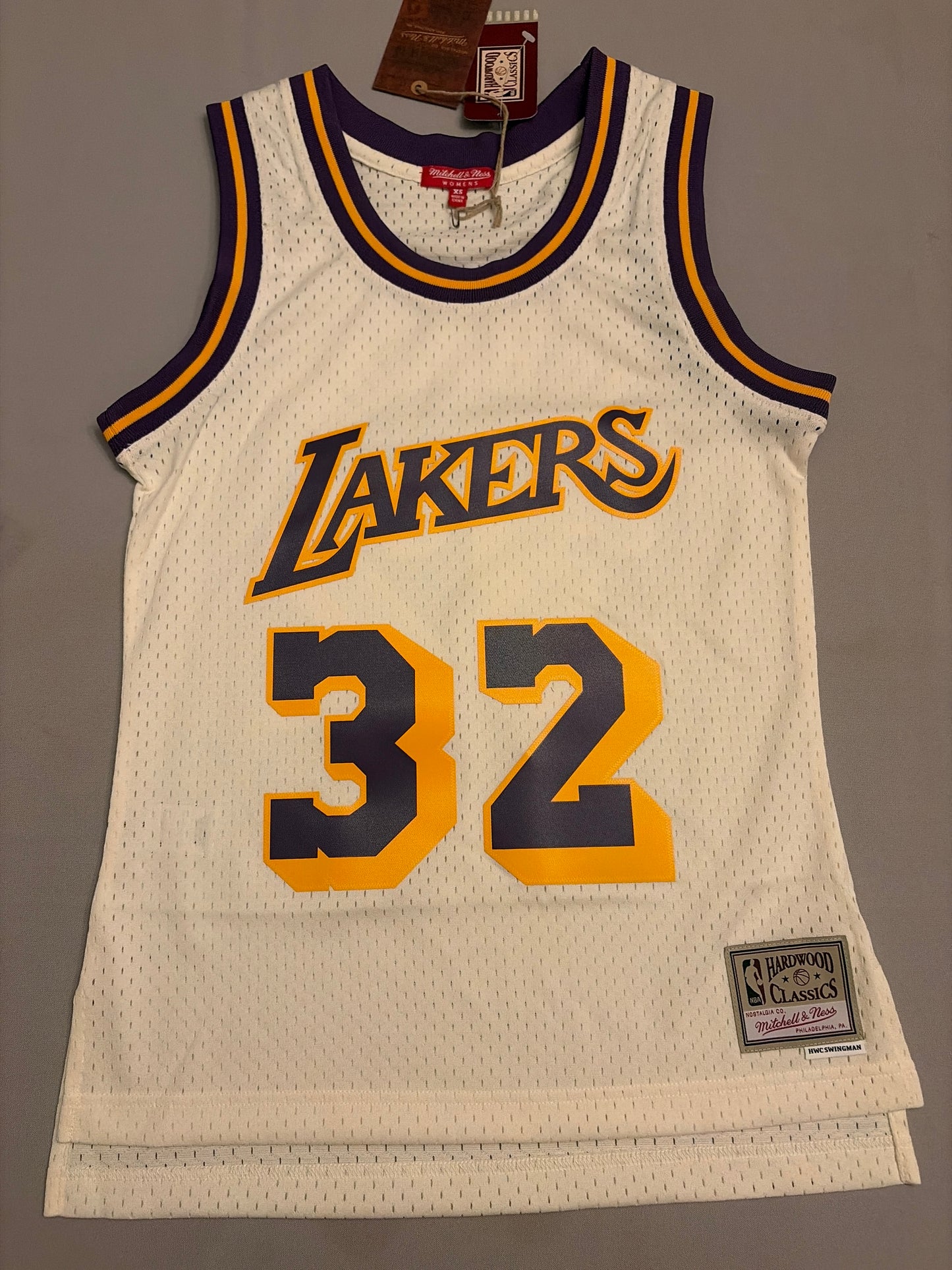Los Angeles Lakers NBA Mitchell & Ness Hardwood Classics #32 Magic Johnson HWC Swingman Women Jersey
