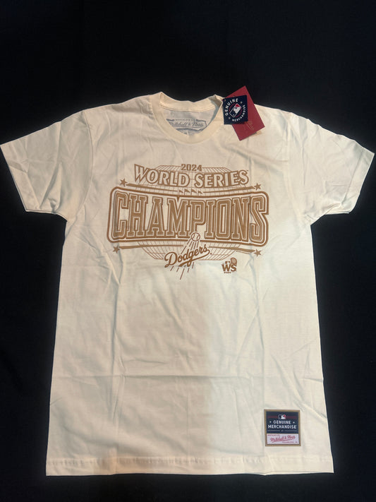 Los Angeles Dodgers MLB Mitchell & Ness World Series Champions 2024 Cream Men T-Shirt