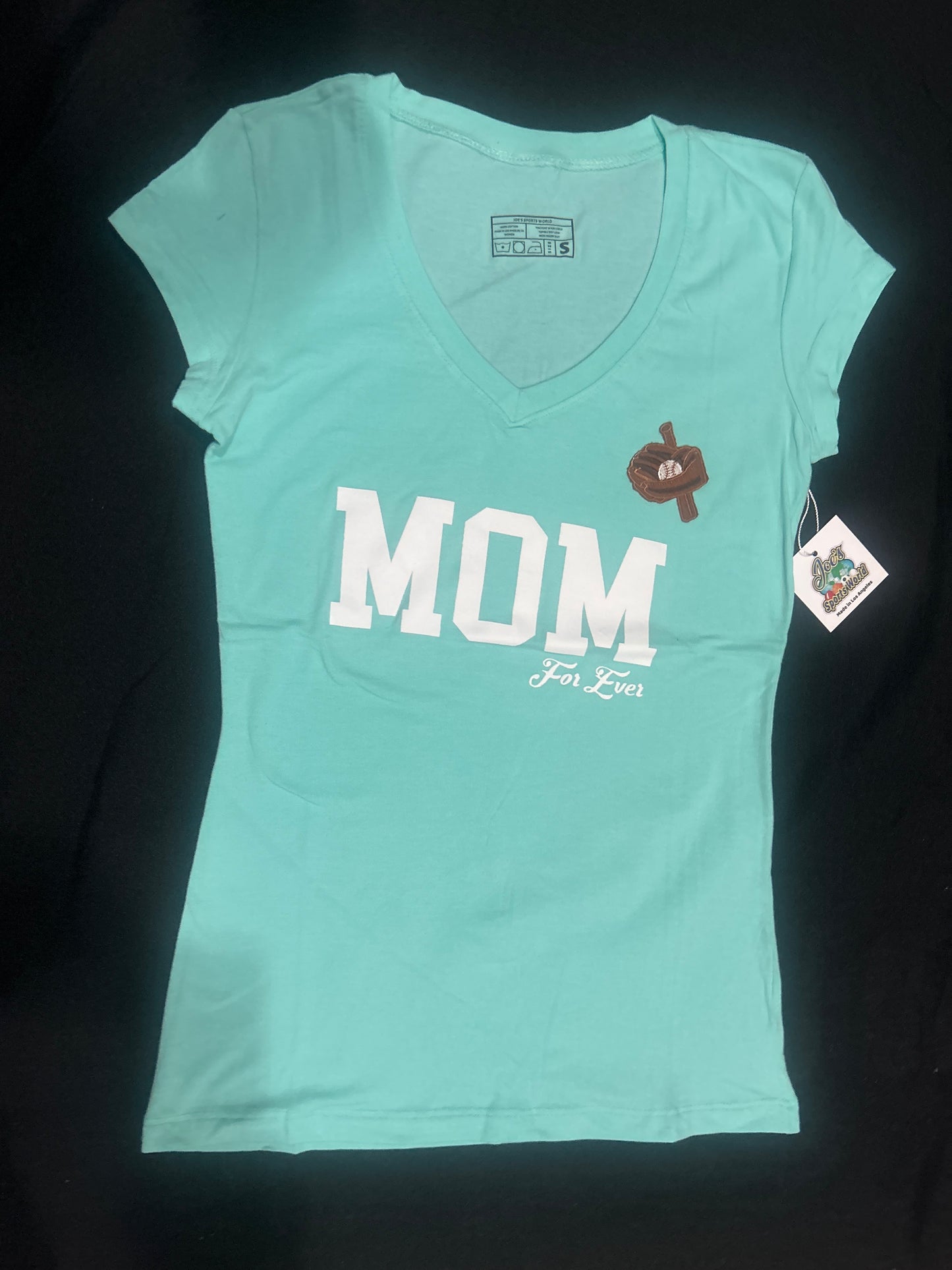 Joes Sports World “MOM For Ever” Shortsleeve V-Neck T-Shirt - Mint