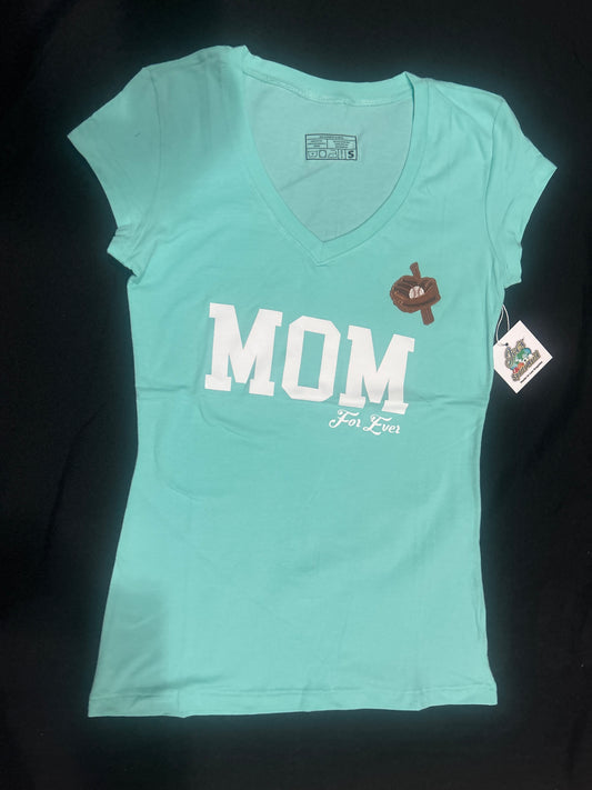 Joes Sports World “MOM For Ever” Shortsleeve V-Neck T-Shirt - Mint