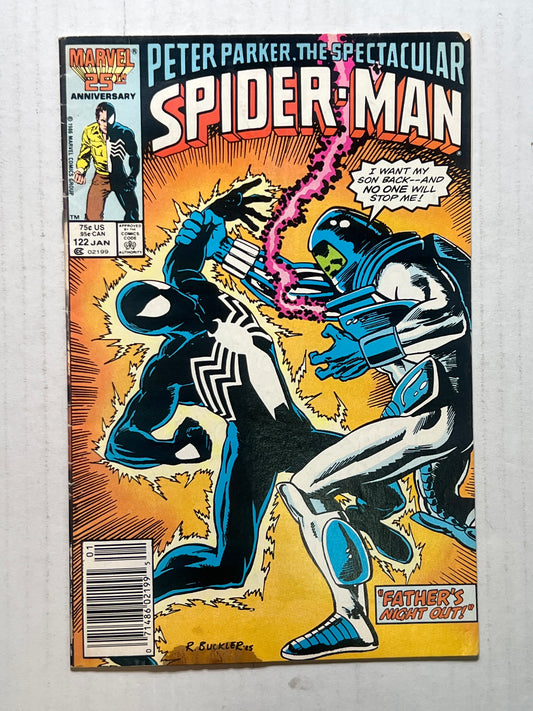 Peter Parker, The Spectacular Spider-Man by Marvel Comics Group “Father’s Night Out!” Marvel 25th Anniversary #122 Jan 1986 Comic Book