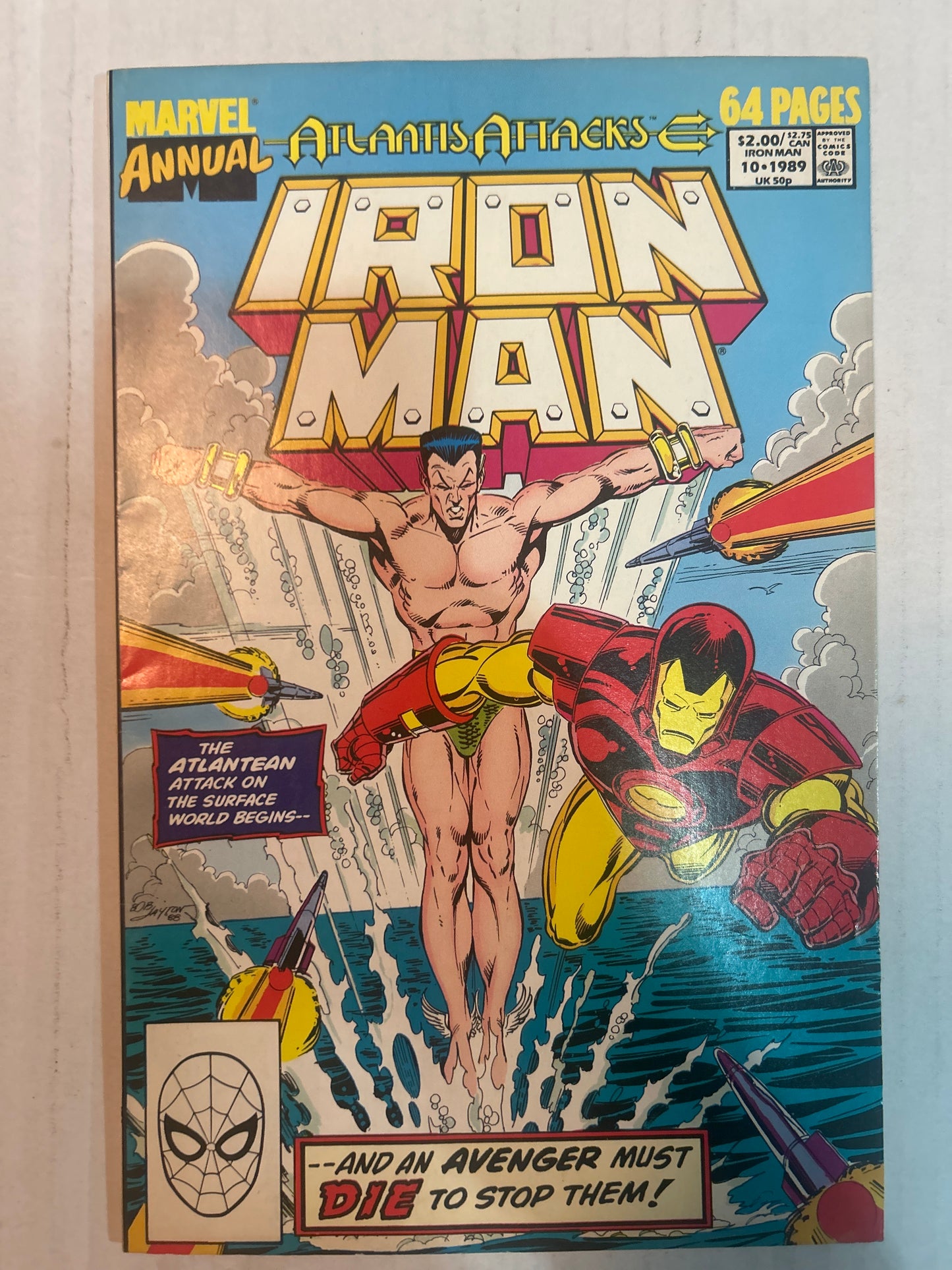 Iron Man "Atlantis Attacks" Marvel Annual #10 1989 Comic Book