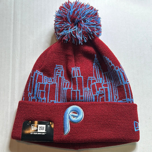 Vintage Philadelphia Phillies MLB New Era Cooperstown Collection Knit Pom Beanie