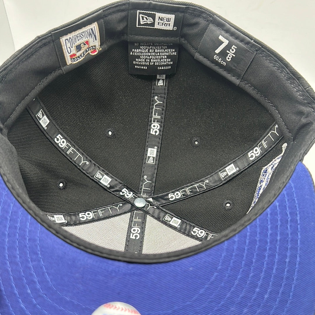 Los Angeles Dodgers MLB New Era 59Fifty Cooperstown Collection “50th Anniversary 1958-2008” Side Patch Classic Black Fitted Hat