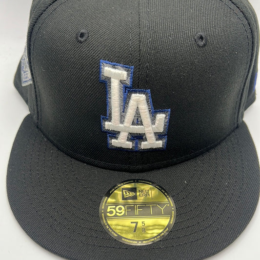 Los Angeles Dodgers MLB New Era 59Fifty Cooperstown Collection “50th Anniversary 1958-2008” Side Patch Classic Black Fitted Hat