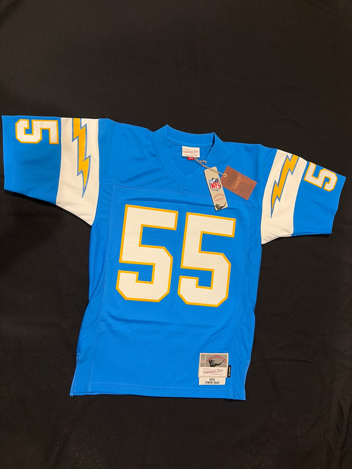 Los Angeles Chargers NFL #55 JUNIOR SEAU Mitchell & Ness 2002 Men Legacy Throwbacks Jersey