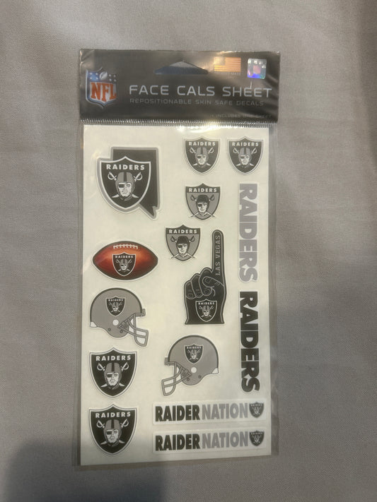 Raiders NFL Face Cals Sticker Sheet