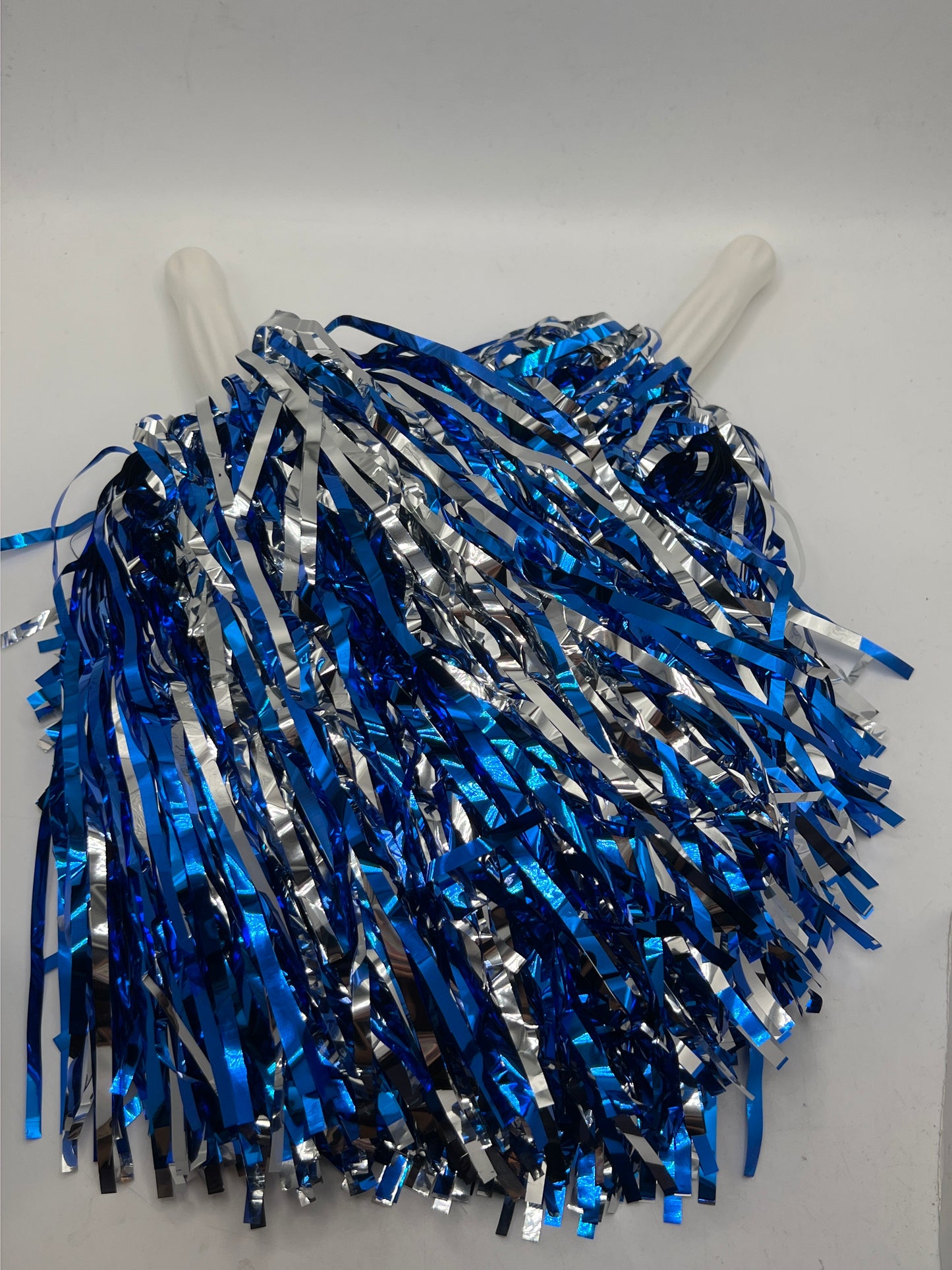 Royal Blue and Silver University PAIR of Pom Poms