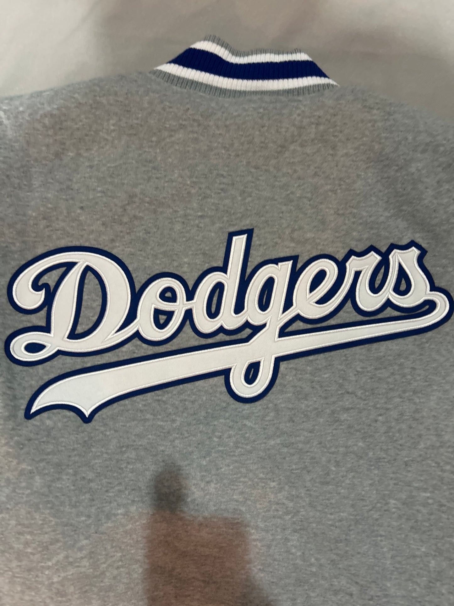 Los Angeles Dodgers MLB JH Design Group Reversible Two-Toned Fleece Buttoned Jacket - Grey/Royal Blue