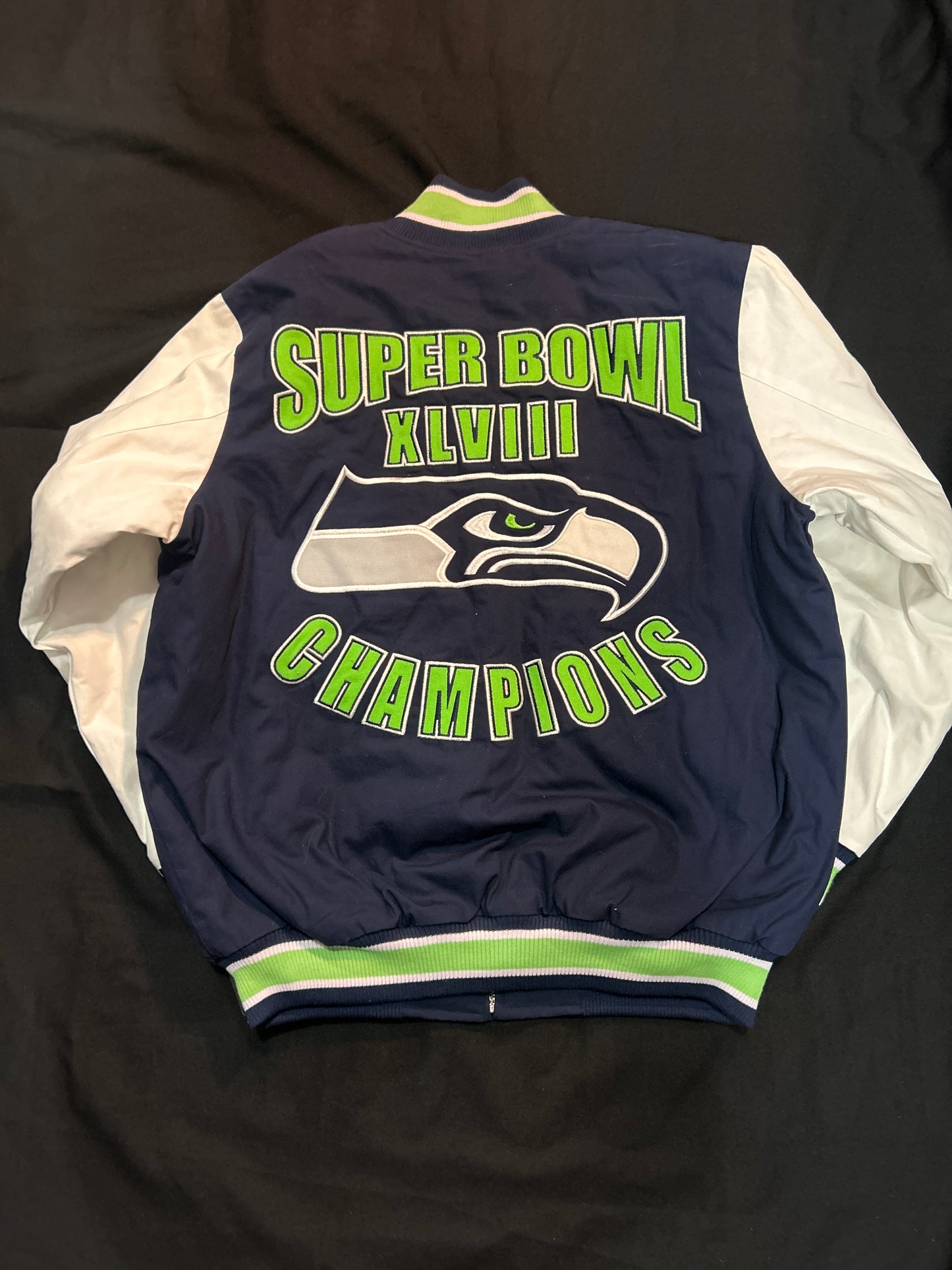 Seattle Seahawks NFL 2013 Super Bowl 48 Champions Men Varsity Jacket