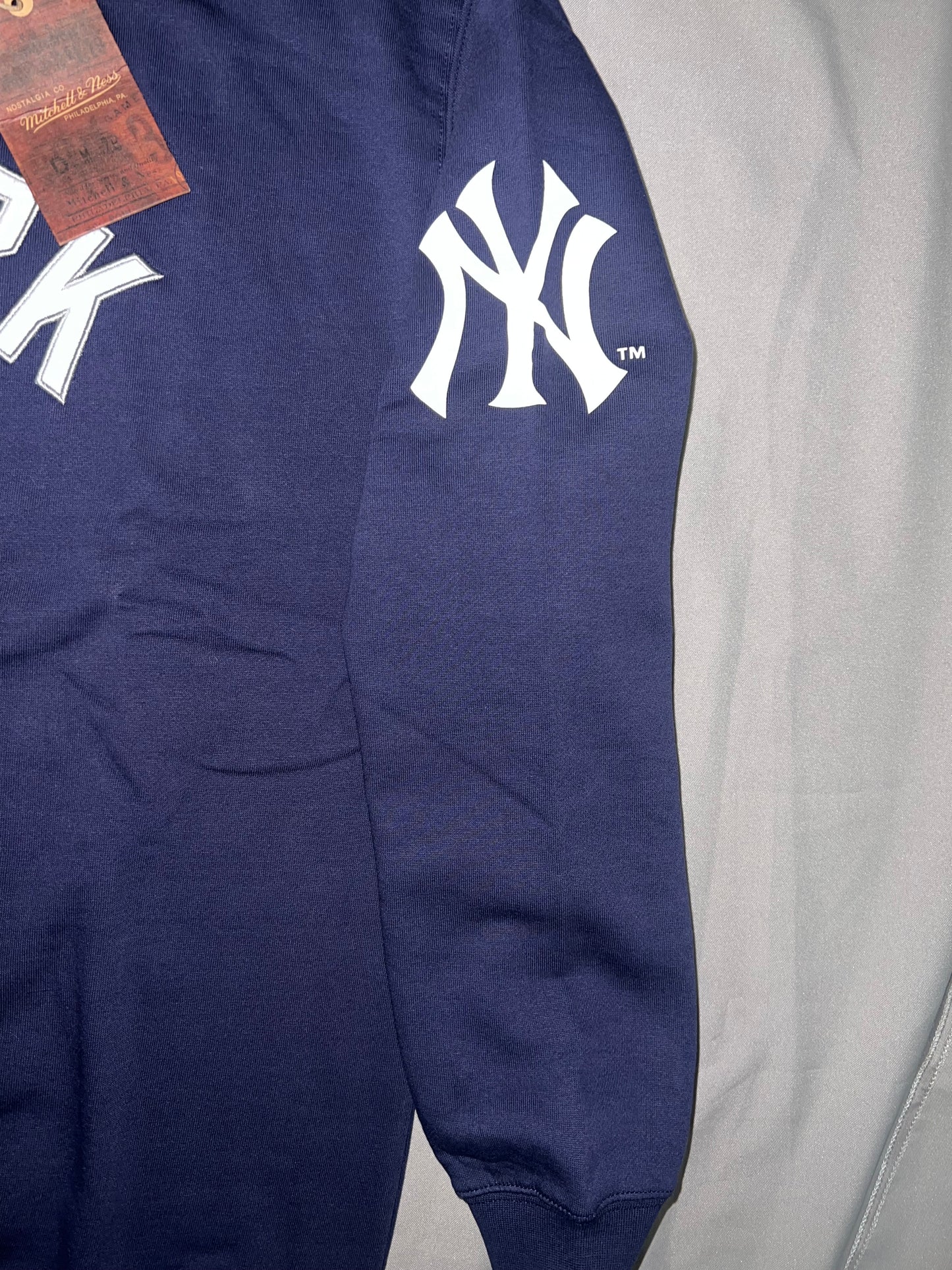 New York Yankees MLB Mitchell & Ness Genuine Merchandise Current Logo There and Back Fleece Crew