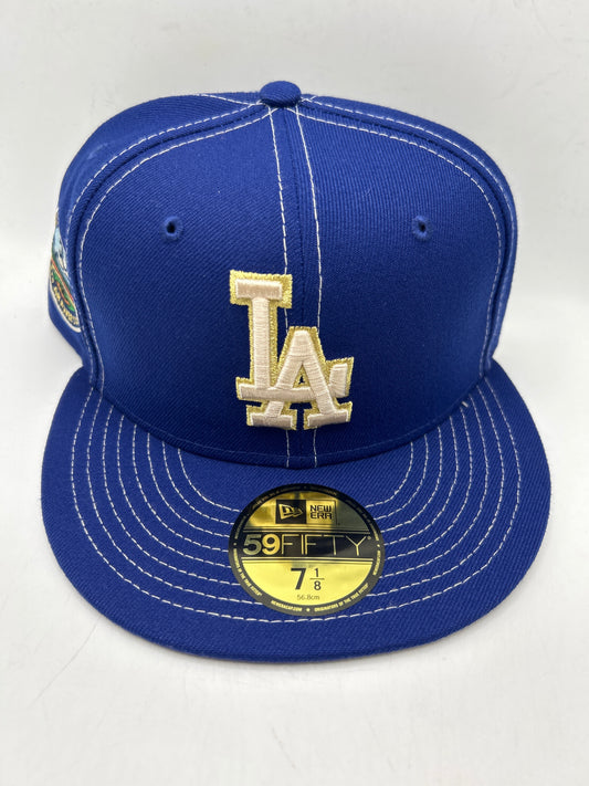 Los Angeles Dodgers MLB TOUCH OF GOLD New Era 59Fifty “Dodger Stadium 50th Anniversary” Side Patch Cooperstown Collection Touch of Gold Fitted Hat